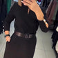 Women's Elegant Solid Color Dress with Belt