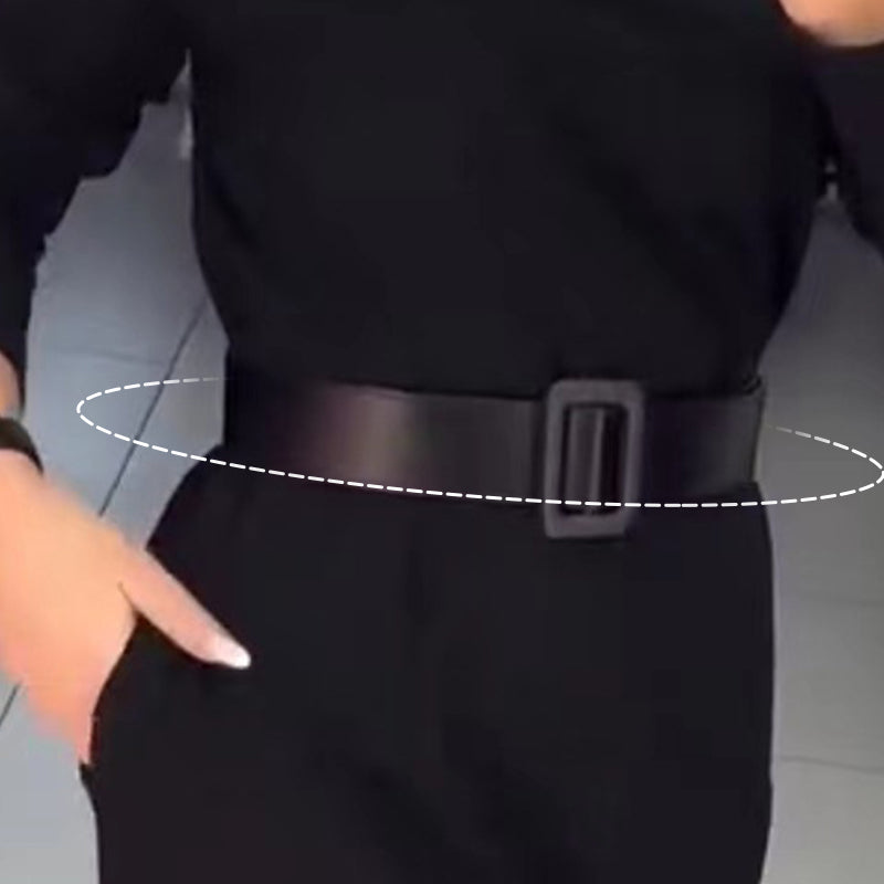 Women's Elegant Solid Color Dress with Belt