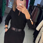 Women's Elegant Solid Color Dress with Belt