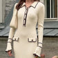 Women’s Bell Sleeve Knit Half-Button Sweater Dress
