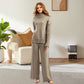 Women’s Casual Relaxed Knitted Turtleneck Sweater and Wide-leg Pants Set