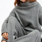 Women’s Casual Relaxed Knitted Turtleneck Sweater and Wide-leg Pants Set