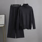 Women’s Casual Relaxed Knitted Turtleneck Sweater and Wide-leg Pants Set