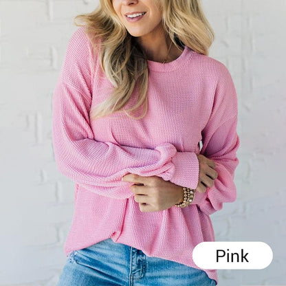 Women's Casual Round Neck Long Sleeve Pullover Top