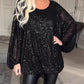 🎅What should I wear tomorrow?🎄Round Neck Sequin Long Sleeve Loose Top