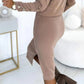 🎅What to wear for Christmas🎄Women’s Ribbed Knit Top ＆ Skirt Two-Piece Set