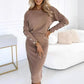 🎅What to wear for Christmas🎄Women’s Ribbed Knit Top ＆ Skirt Two-Piece Set