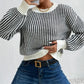 What should I wear tomorrow?-Women's Knit Ribbed Pullover Round Neck Sweater