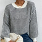 What should I wear tomorrow?-Women's Knit Ribbed Pullover Round Neck Sweater