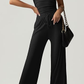 What should I wear tomorrow?-Women's 2-Piece Lounge Set: Ruched Top & Wide-Leg Pants