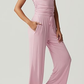 What should I wear tomorrow?-Women's 2-Piece Lounge Set: Ruched Top & Wide-Leg Pants