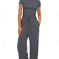 What should I wear tomorrow?-Women's 2-Piece Lounge Set: Ruched Top & Wide-Leg Pants