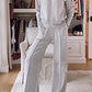 Women's Solid Color V-neck Top & Pants Two-piece Set