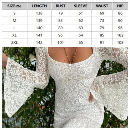🎅What should I wear tomorrow? 🎄Lace Flared Sleeves Split Hem Waisted Dress