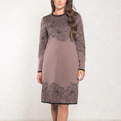 💃What should I wear tomorrow?✨Printed Straight Long Sleeve Crew Neck Dress