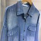 Women's Button Down Denim Shirt with Rhinestones