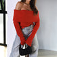 💕What should I wear tomorrow？💕Off-the-Shoulder Long Sleeve Sweater