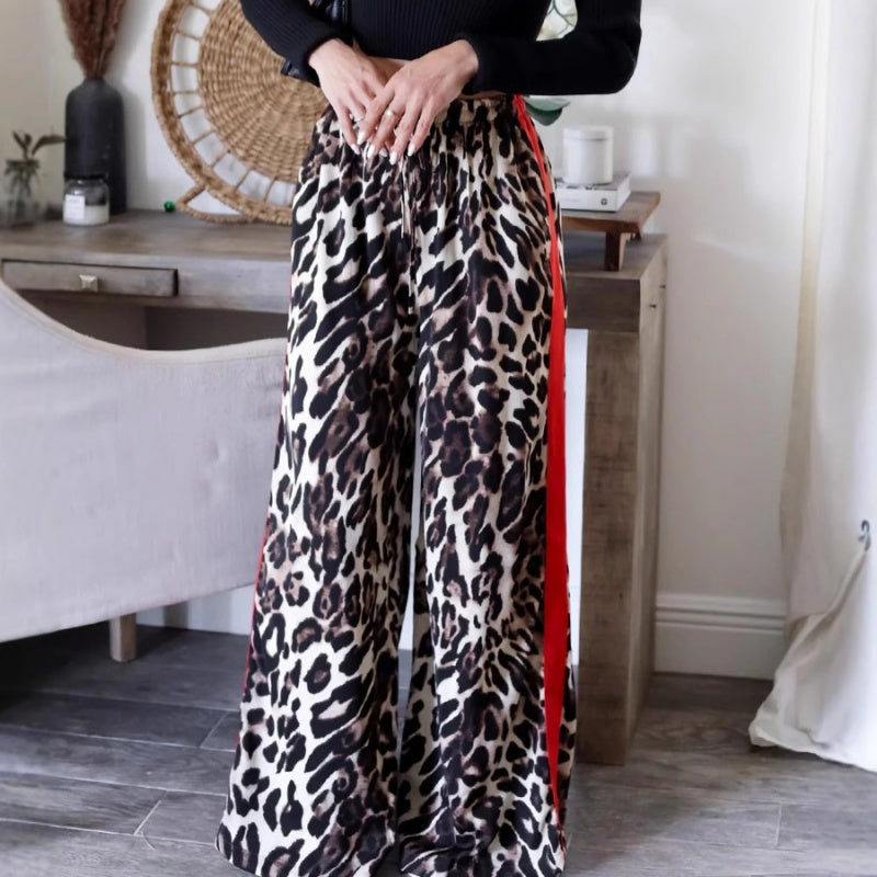 🔥What should I wear tomorrow?🔥 Women's Leopard Print Patchwork Wide Leg Pants