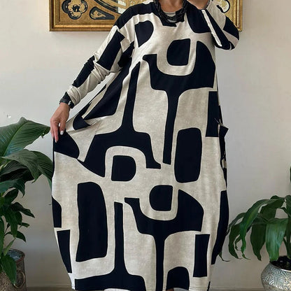 Women's Casual Printed Long Sleeve Dress