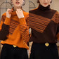 What should I wear tomorrow?💕Women's Half High Neck Loose Striped Knit Sweater