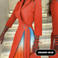 Ombre Lapel Neck Tied Waist Pleated Blazer Dress
