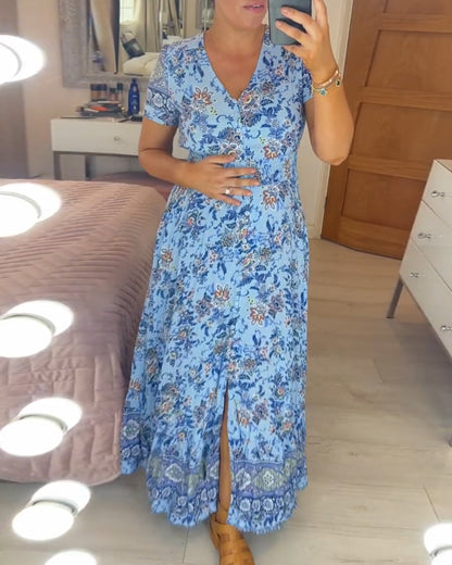 (💃What should I wear tomorrow?🔥 Free Shipping) print-cozy v-neck long-dress