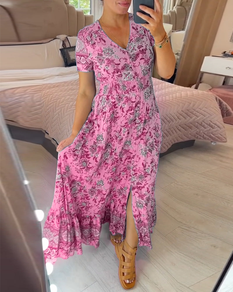 (💃What should I wear tomorrow?🔥 Free Shipping) print-cozy v-neck long-dress