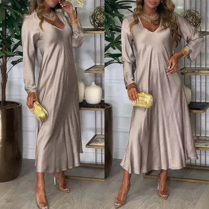 What should I wear tomorrow？Women's Elegant Glossy Maxi Dress