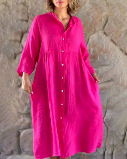 What should I wear tomorrow？Cotton And Linen Loose Shirt Dress