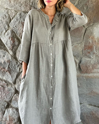 What should I wear tomorrow？Cotton And Linen Loose Shirt Dress