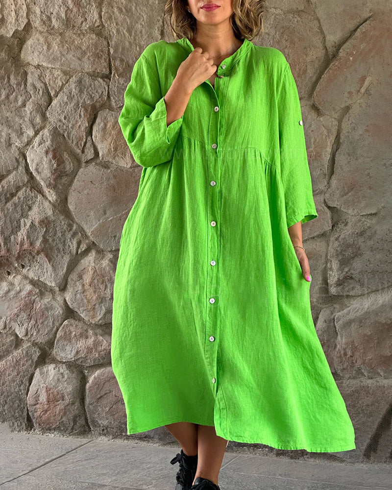 What should I wear tomorrow？Cotton And Linen Loose Shirt Dress