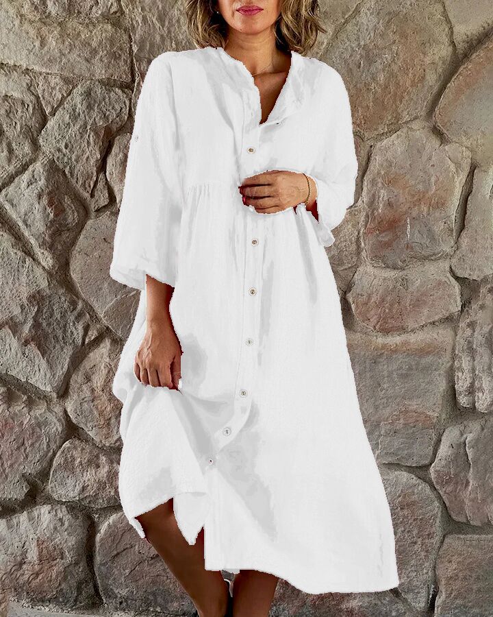 What should I wear tomorrow？Cotton And Linen Loose Shirt Dress