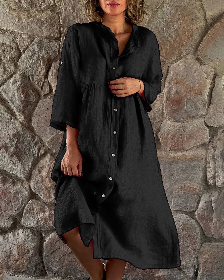 What should I wear tomorrow？Cotton And Linen Loose Shirt Dress
