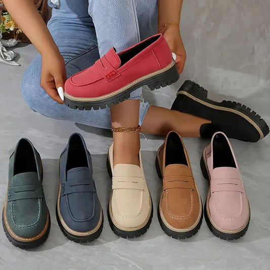 What should I wear tomorrow?👞Women's Comfortable Chunky Slip On Platform Loafers