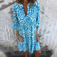 💕What should I wear tomorrow?💕V-Neck Printed Three-Quarter Sleeve Dress