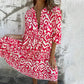 💕What should I wear tomorrow?💕V-Neck Printed Three-Quarter Sleeve Dress