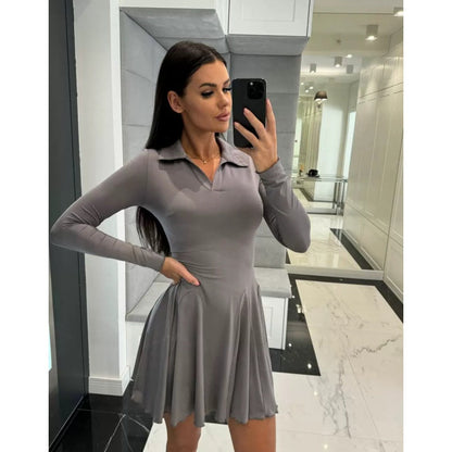 ❤What should I wear tomorrow?❤Women's Flare Hem Long Sleeve A Line Dresses