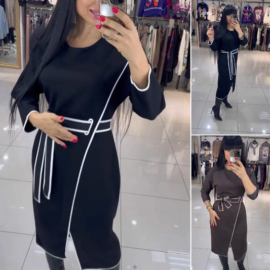 💕What should I wear tomorrow?💕Women's Fashion Waistline Long Sleeve Dress