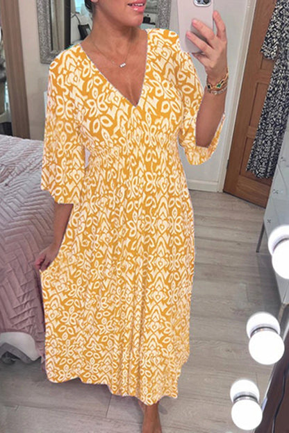 🔥What should I wear tomorrow? 👗New Floral Print V Neck-Long Dress