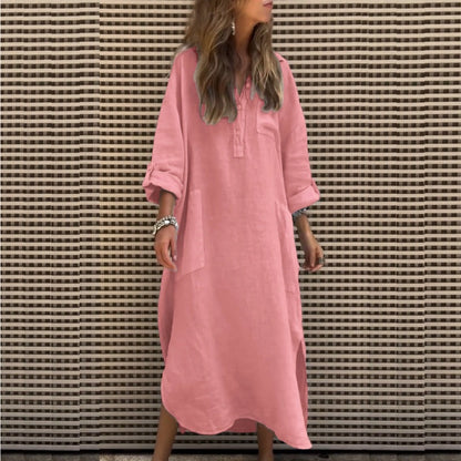 What should I wear tomorrow?💕Women’s Casual Solid Color Long Sleeve Dress with Pockets