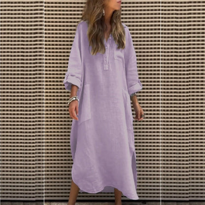 What should I wear tomorrow?💕Women’s Casual Solid Color Long Sleeve Dress with Pockets