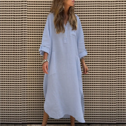 What should I wear tomorrow?💕Women’s Casual Solid Color Long Sleeve Dress with Pockets