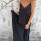 What should I wear tomorrow? 💕Women's Elegant Lace Trim V-Neck Spaghetti Strap Maxi Dress