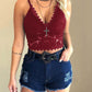 Women Floral Lace Lace Longline Bra Crop Top