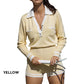💕What should I wear tomorrow?💕Fashion Long Sleeve Knit V-Neck Short Jumpsuit