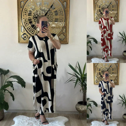 🌸What should I wear tomorrow?💐 Women's Trendy Print Short Sleeve Loose Fit Dress