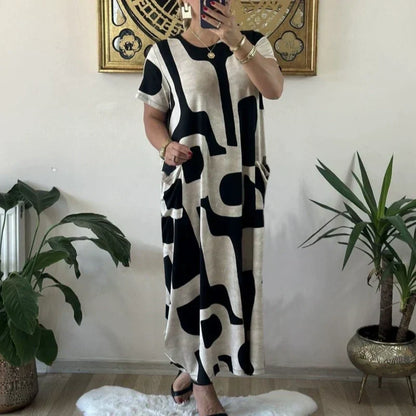 🌸What should I wear tomorrow?💐 Women's Trendy Print Short Sleeve Loose Fit Dress