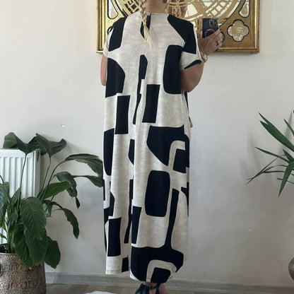 🌸What should I wear tomorrow?💐 Women's Trendy Print Short Sleeve Loose Fit Dress
