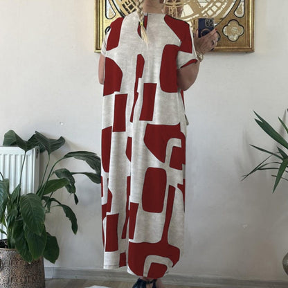🌸What should I wear tomorrow?💐 Women's Trendy Print Short Sleeve Loose Fit Dress