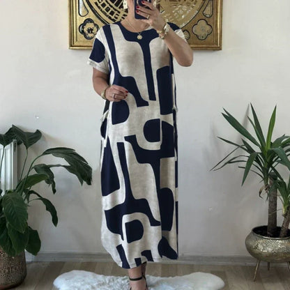 🌸What should I wear tomorrow?💐 Women's Trendy Print Short Sleeve Loose Fit Dress
